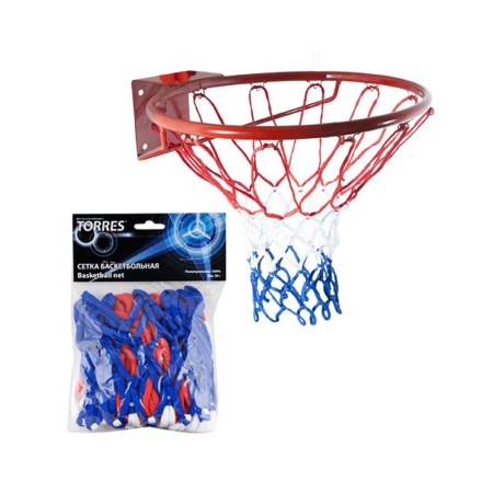 Купить Сетка баскетбольная Torres, нить 4 мм, бело-сине-красная в Лагани 