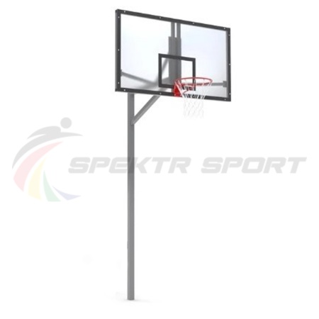 Купить Стойка баскетбольная уличная упрощенная со щитом из оргстекла, кольцом и сеткой SP D 412 в Лагани 