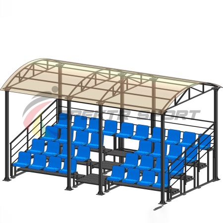 Купить Трибуна для зрителей 4 ряда на 34 места с навесом и перилами в Лагани 